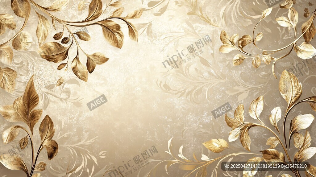 金色花卉紋理奢華背景圖