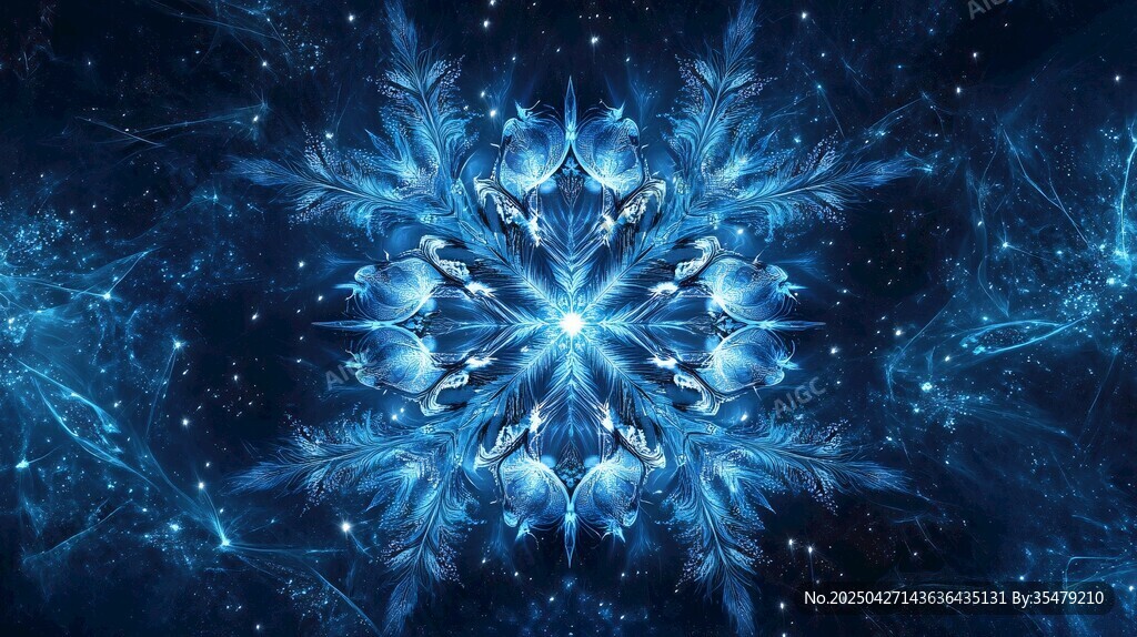 夢幻藍色雪花宇宙背景圖