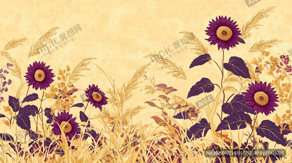 秋日向日葵花草風(fēng)景圖