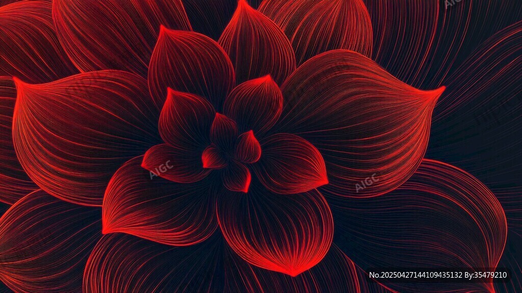 夢幻紅色花朵抽象藝術圖