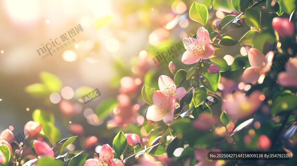 春日粉嫩繁花綻放美景