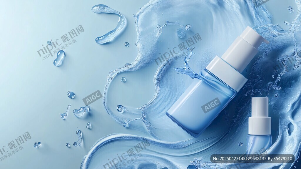 清新水潤(rùn)護(hù)膚品特寫畫面