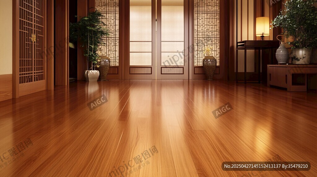 日式風(fēng)格木地板室內(nèi)場(chǎng)景