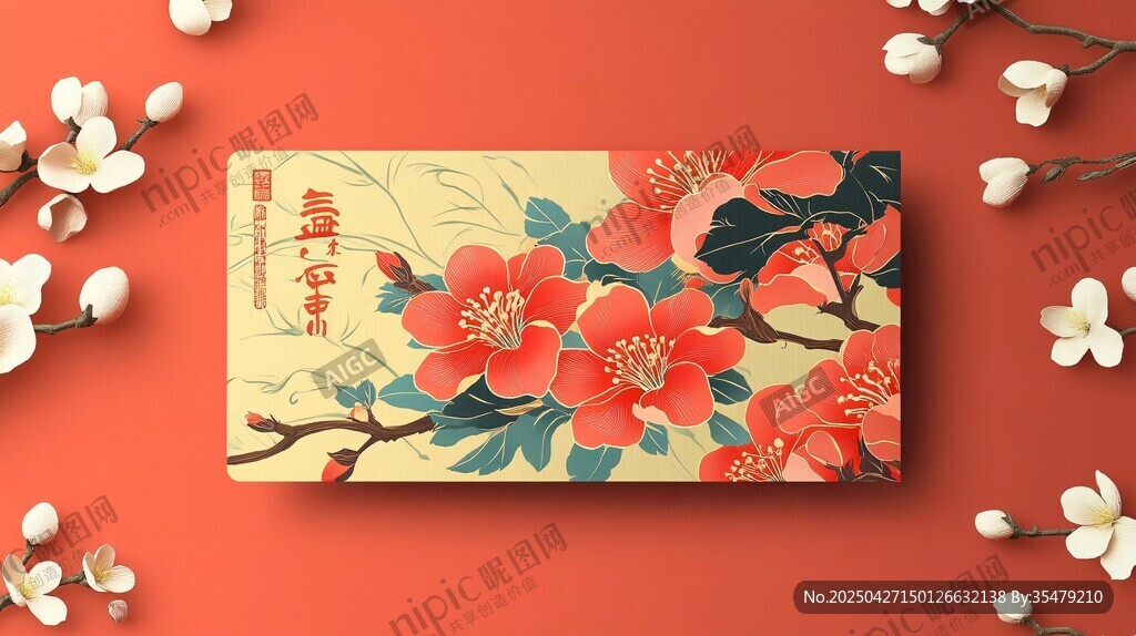 中式花卉圖案精美包裝盒