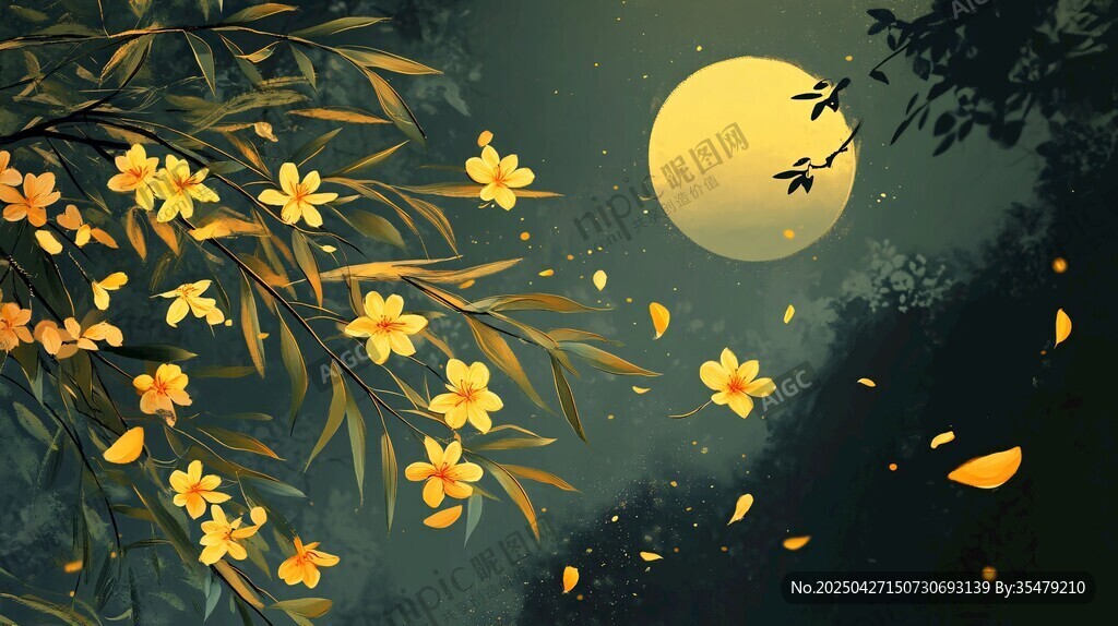 月夜繁花 詩意自然美景