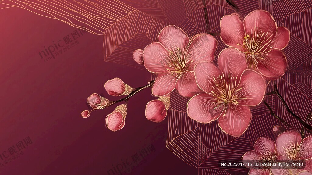 粉色繁花 唯美浪漫背景圖