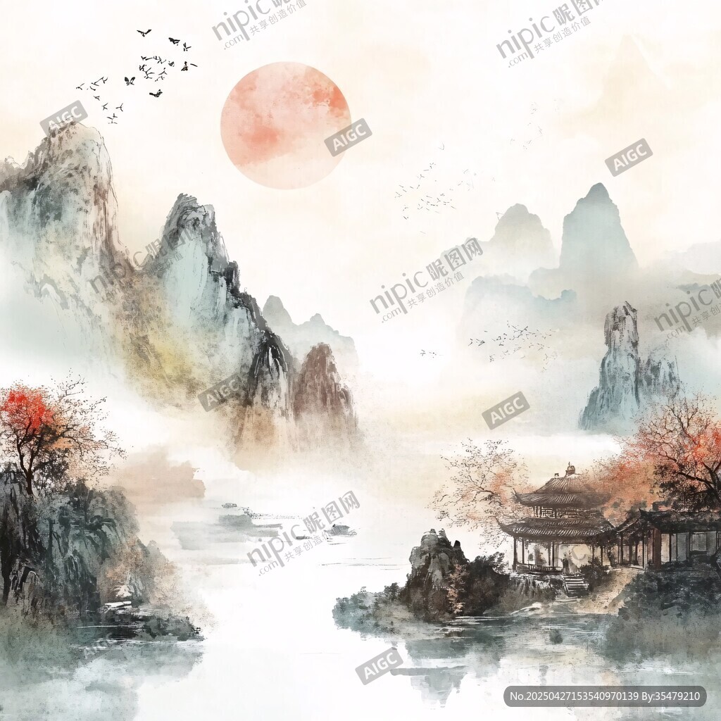 水墨山水間的詩意景致