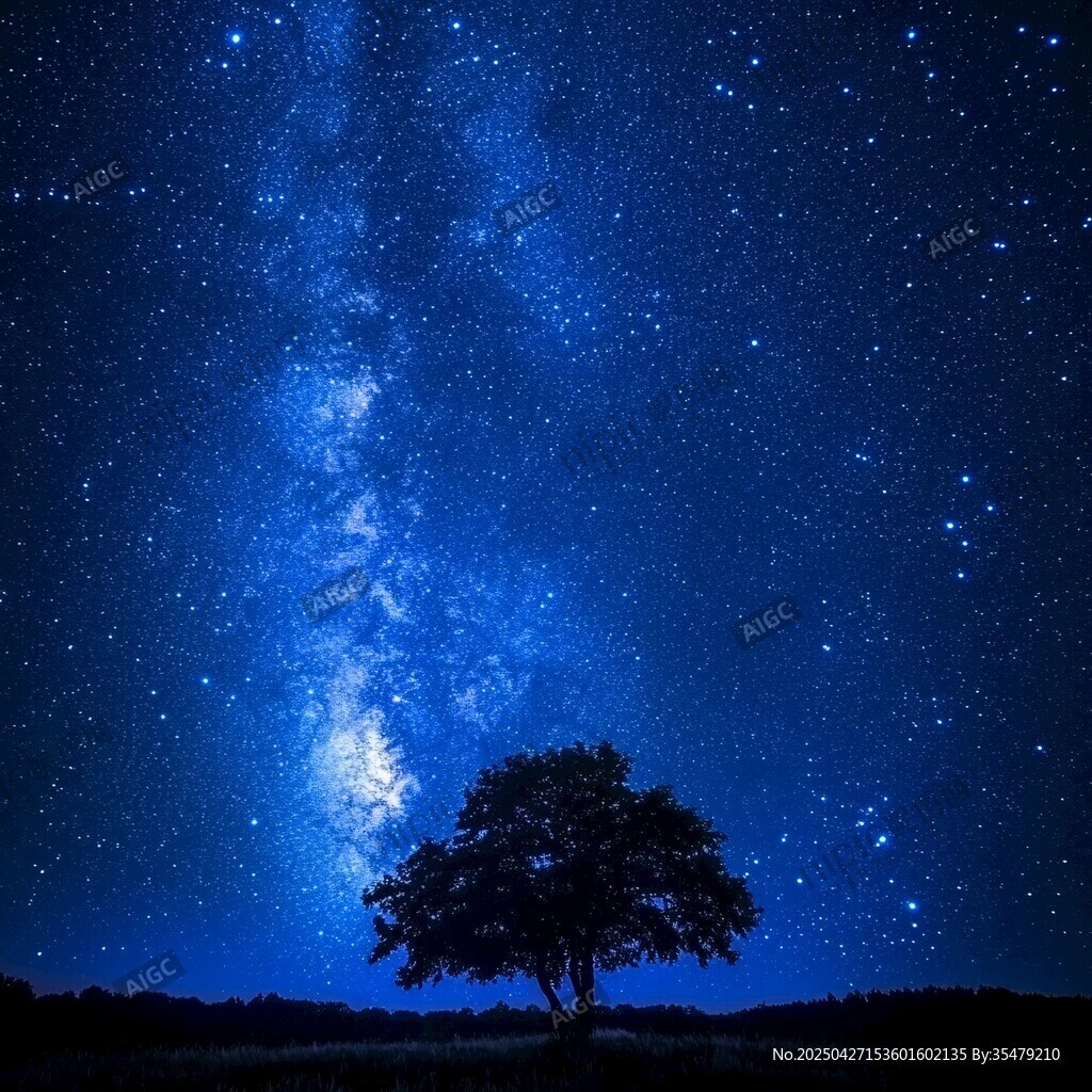星空下的孤樹