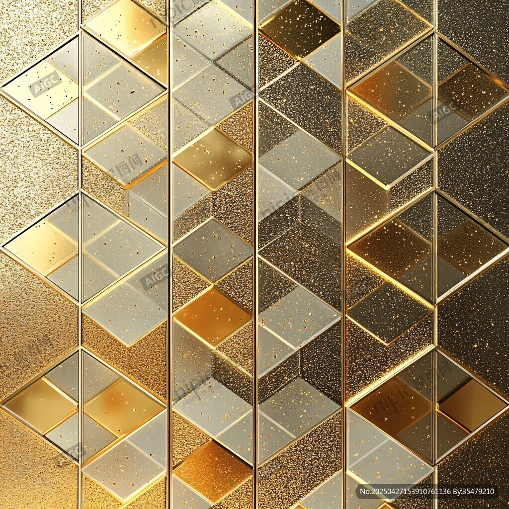 金色幾何拼接立體紋理背景