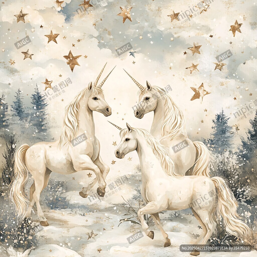 雪地中的夢(mèng)幻獨(dú)角獸群