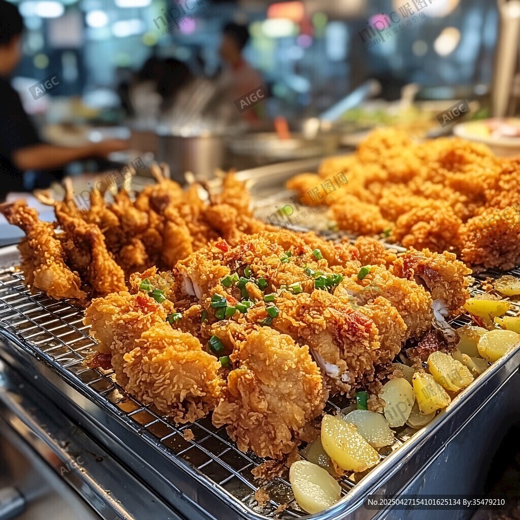 夜市美味炸雞誘人呈現(xiàn)