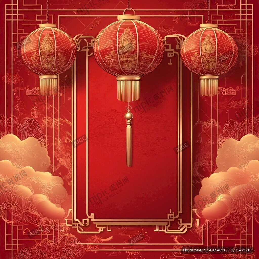 中式紅燈籠喜慶背景圖