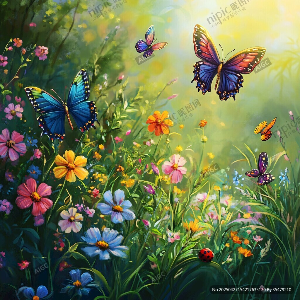 蝶舞花叢間的夢幻景致