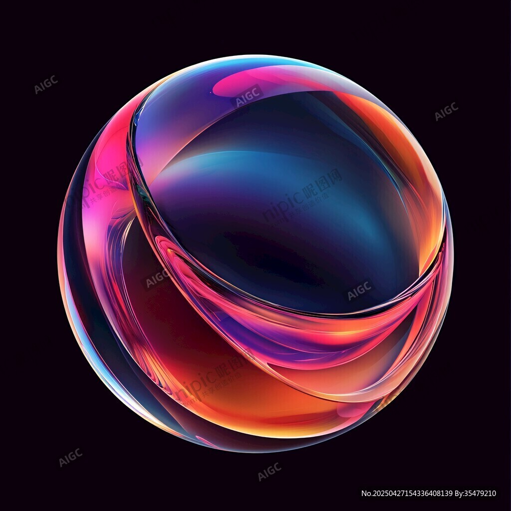 炫彩流體環繞的夢幻球體