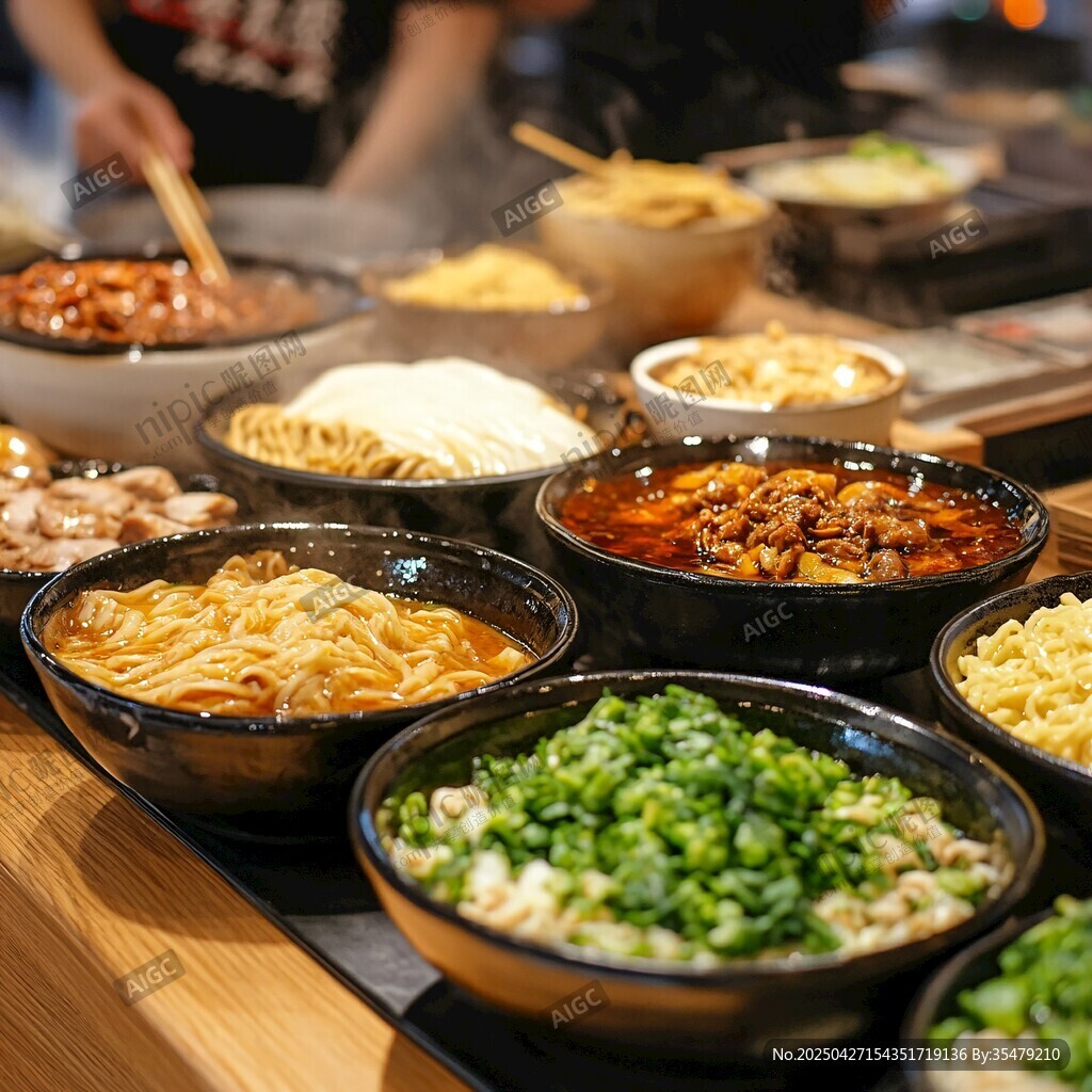 多樣美味面食擺滿餐桌