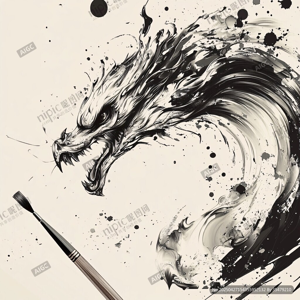 水墨繪龍圖