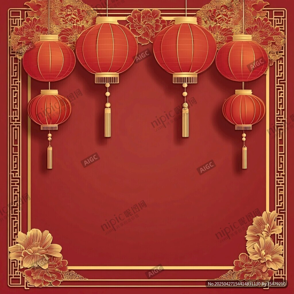 中式紅燈籠喜慶背景圖