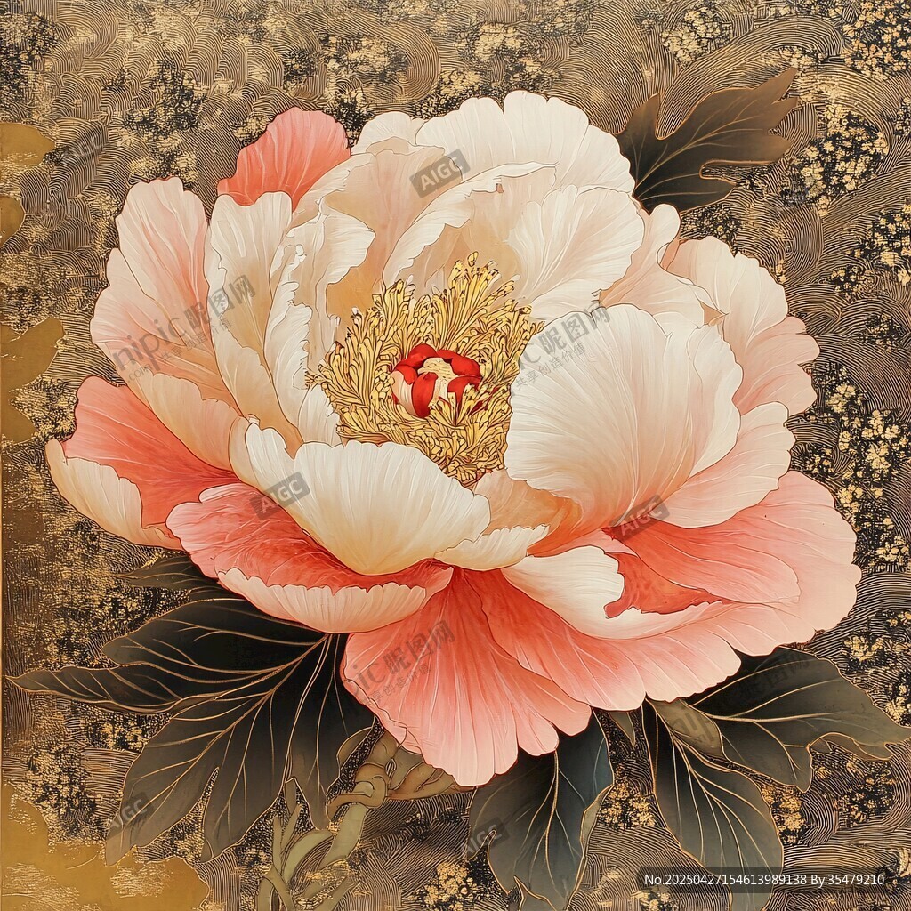 富貴牡丹花卉精美畫作