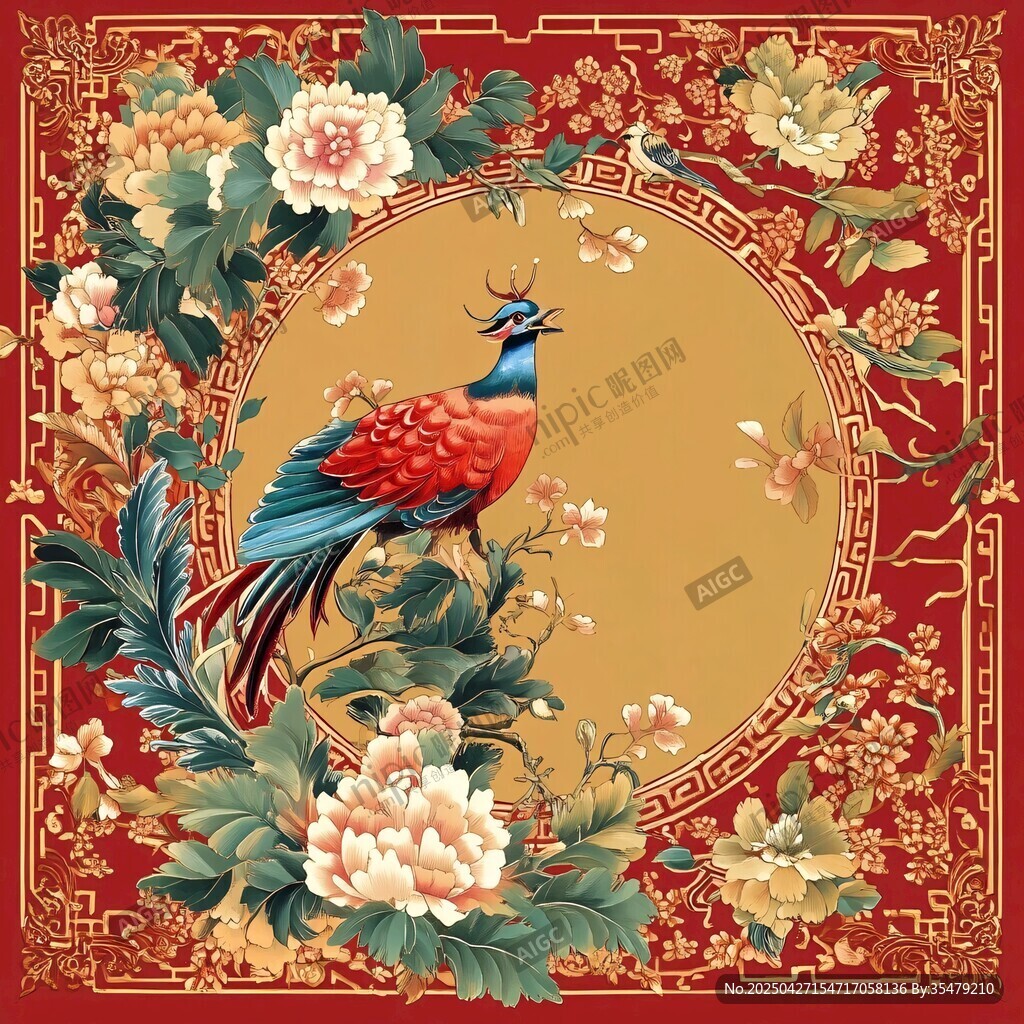 丹鳳牡丹圖 中式傳統(tǒng)紋樣