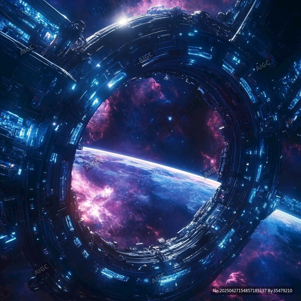 未來宇宙空間站科幻景象