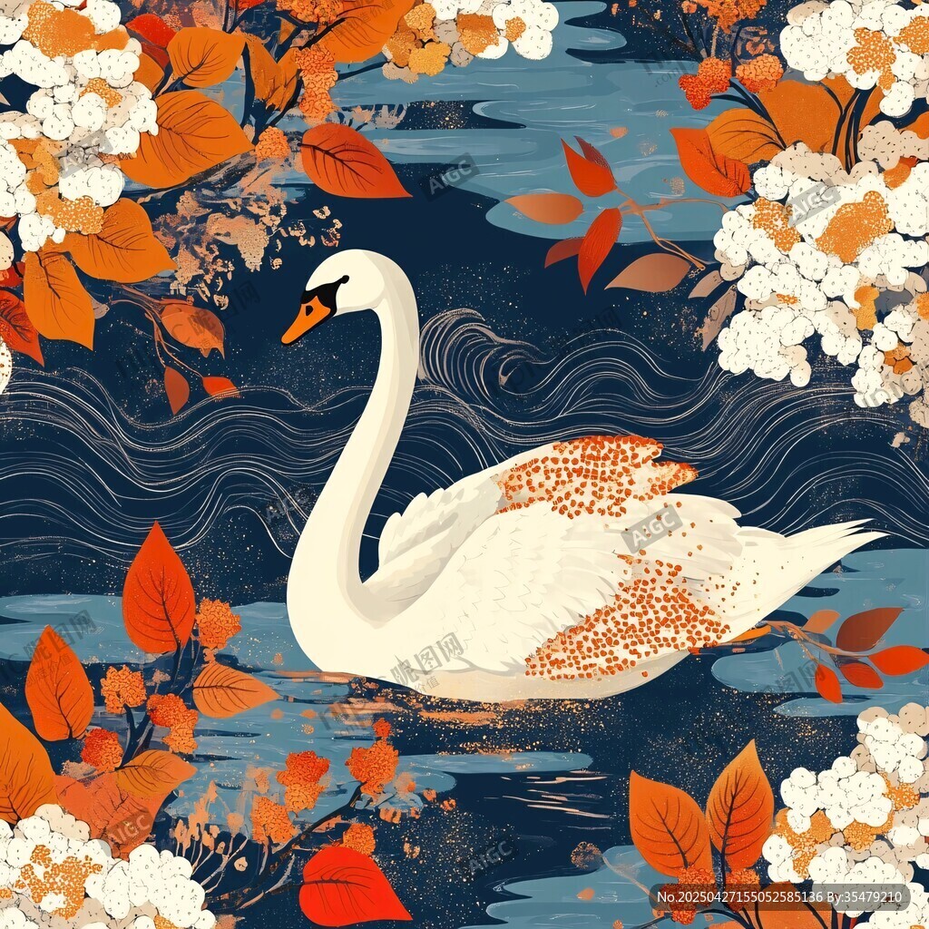 秋日天鵝圖