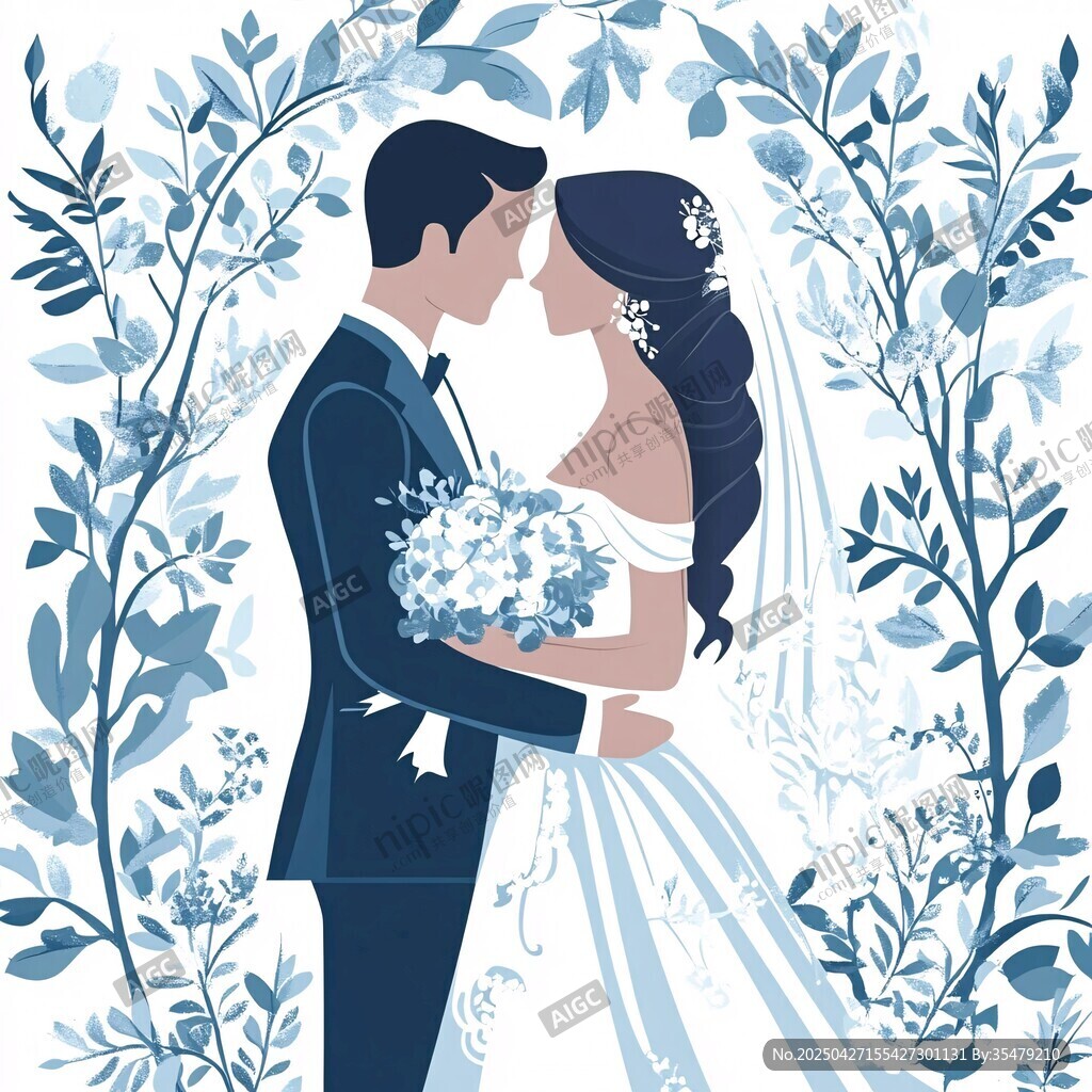 浪漫婚禮中的新婚夫婦