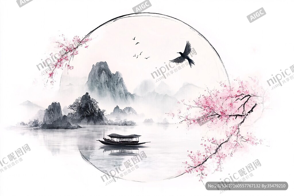 水墨山水間的春日詩(shī)意