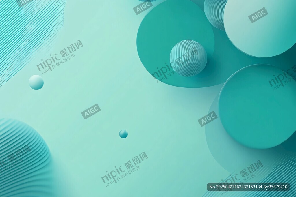 清新藍綠幾何立體元素背景