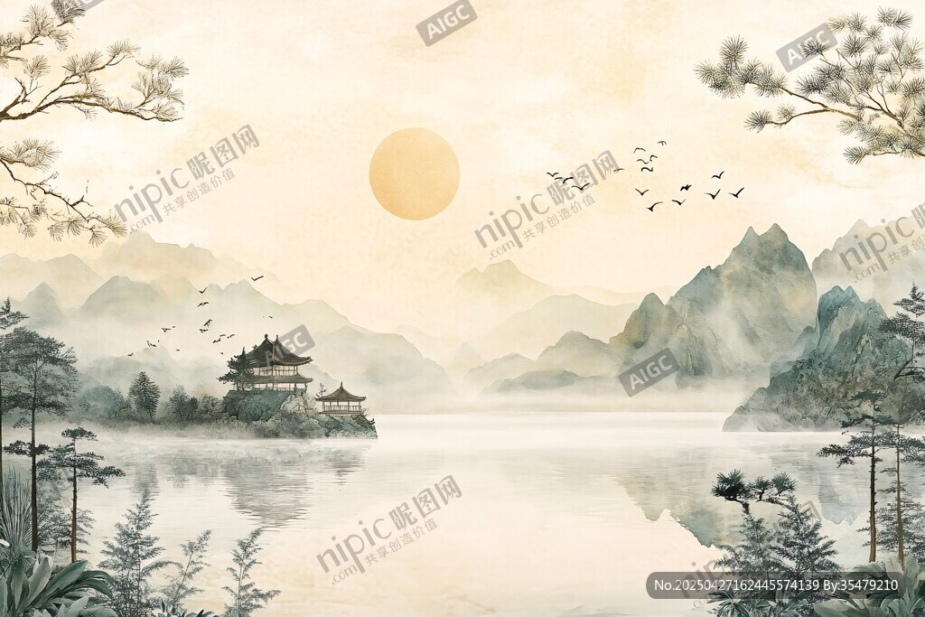 中式山水意境圖