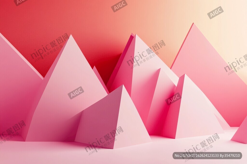粉色立體幾何三角造型