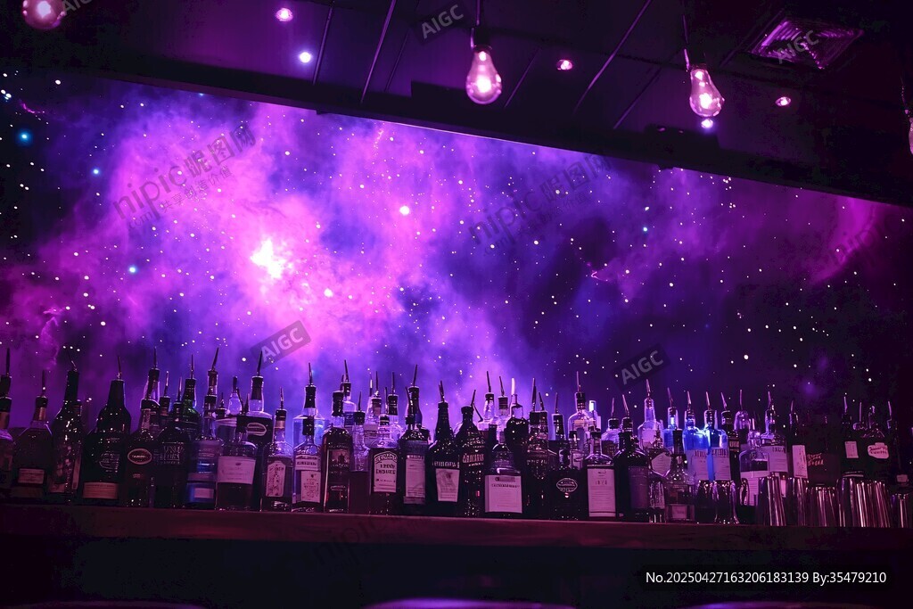 夢(mèng)幻星空酒吧酒架陳列