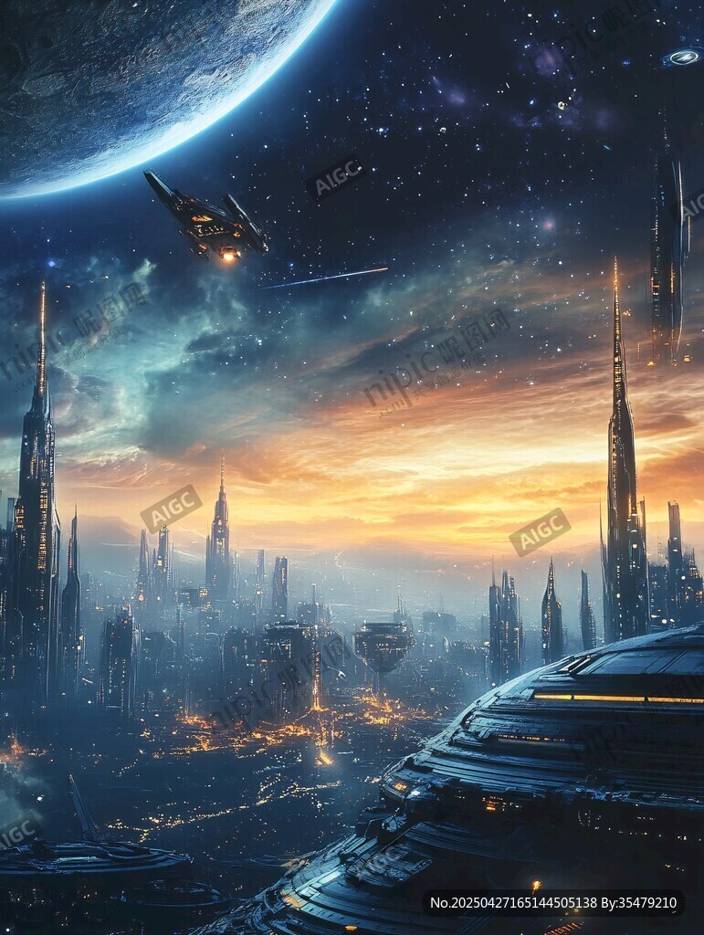 未來星際都市科幻景觀
