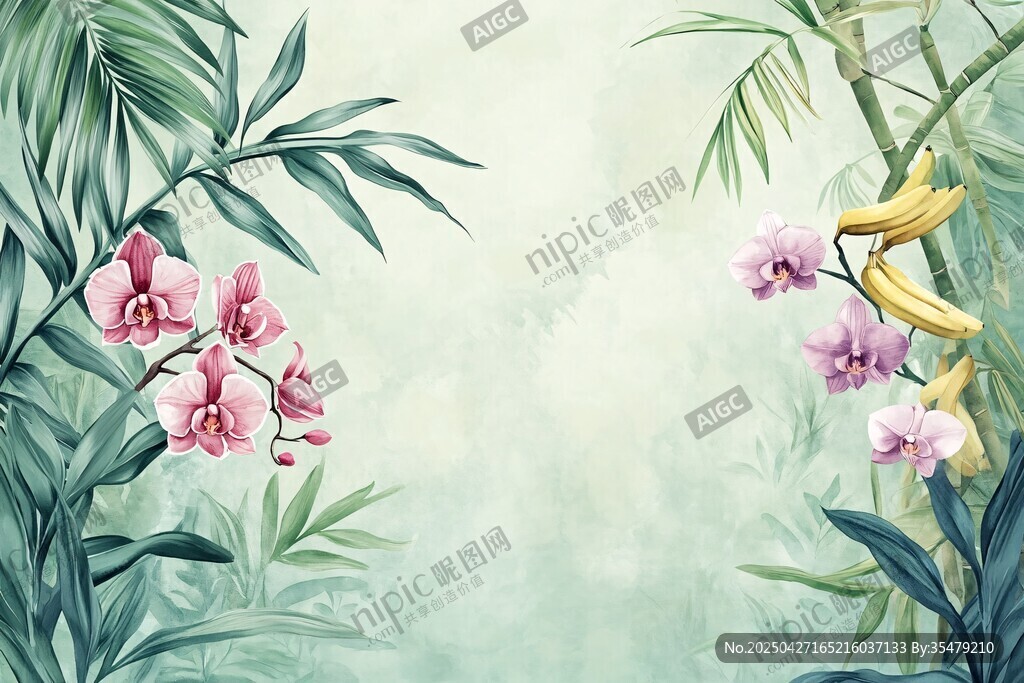 清新花卉綠植背景圖