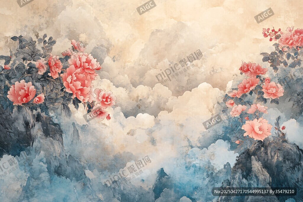 云海牡丹圖