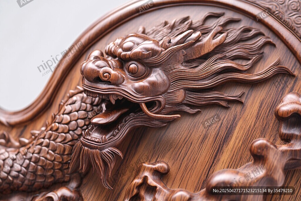 木雕龍紋細(xì)節(jié)精美展示
