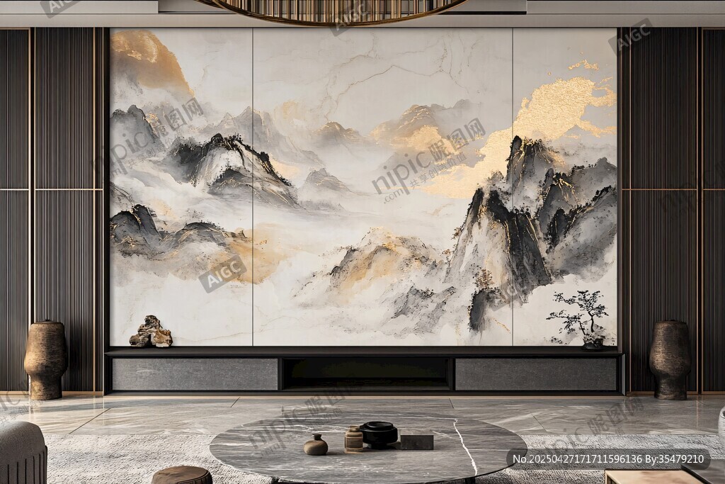 中式山水背景墻裝飾美學