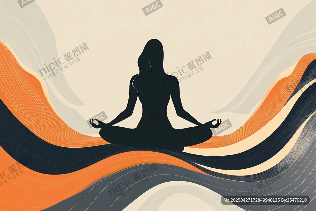 冥想中的女性與動感背景