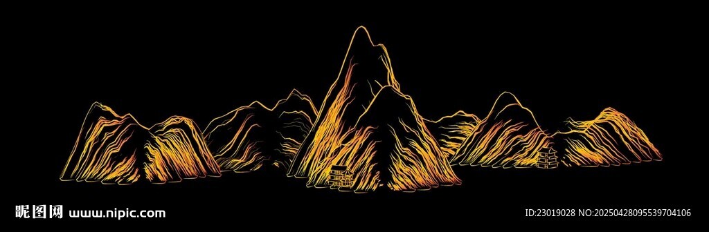金色山巒夜景
