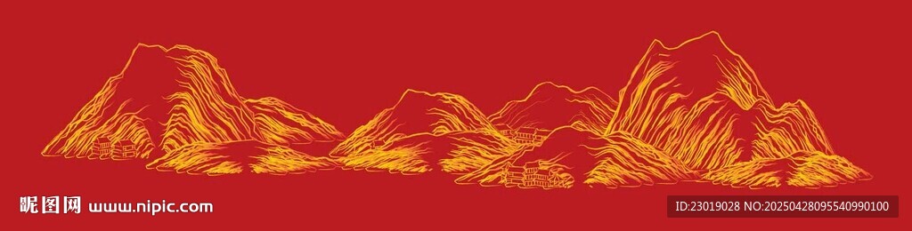 紅色山水風(fēng)景圖案