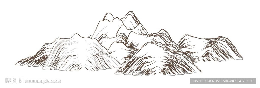 手繪風格的壯麗山脈景觀