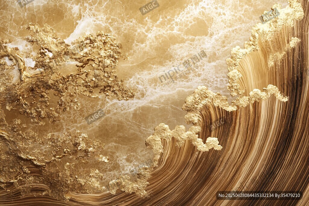 金色山水浮雕藝術圖景