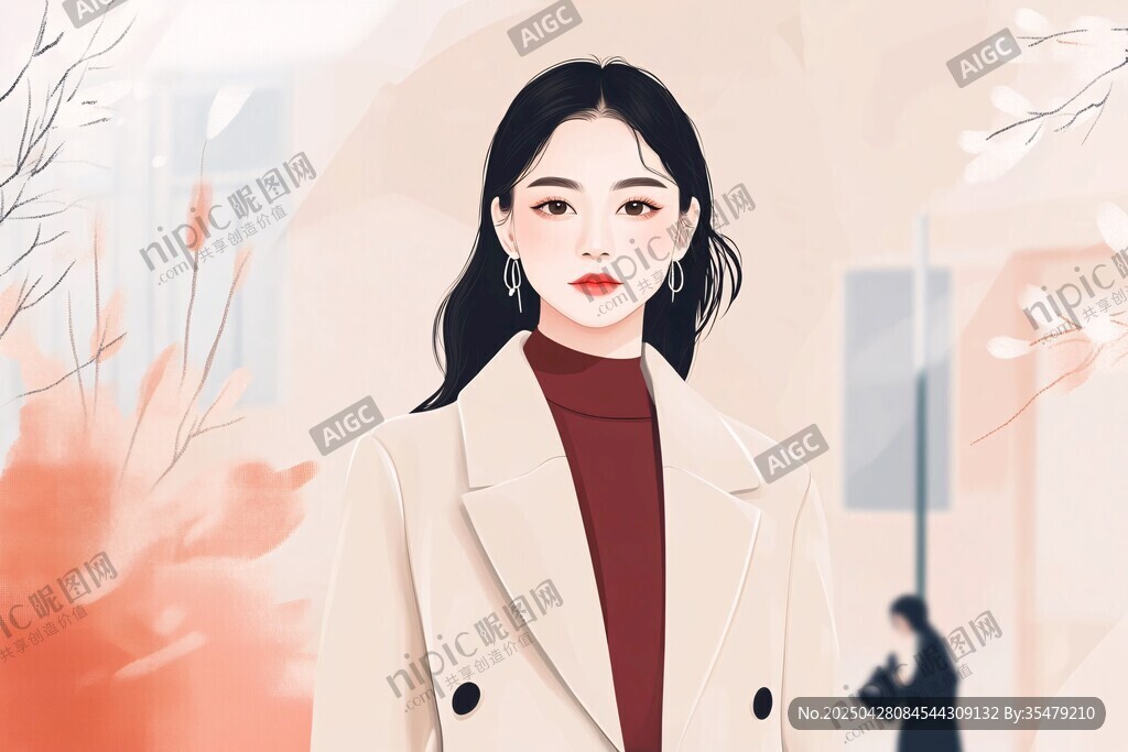 冬日街頭時(shí)尚氣質(zhì)女子