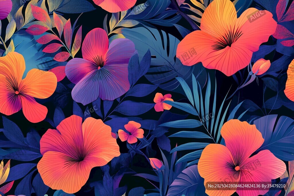 熱帶花卉絢麗圖案