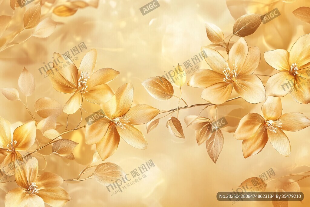 金色花卉背景圖