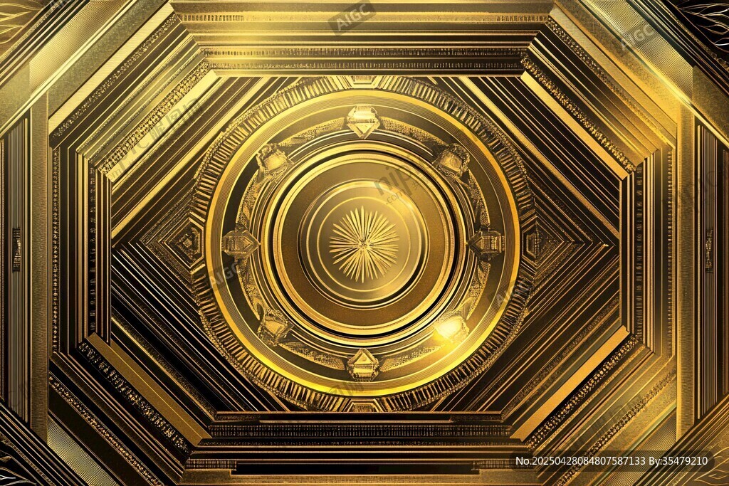 金色立體幾何裝飾圖案