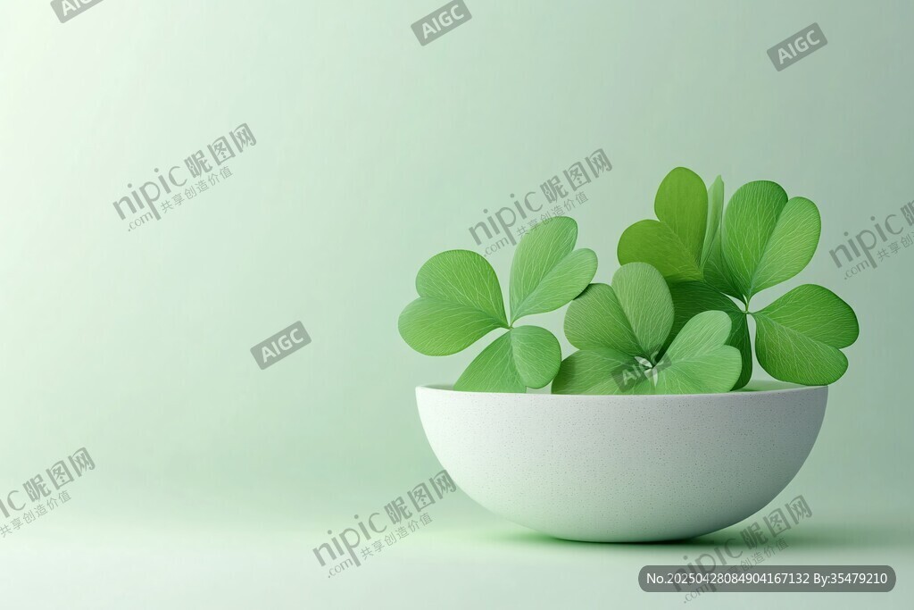 碗中三葉草清新綠意