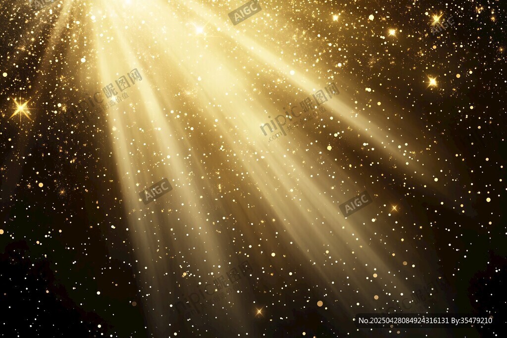 金色光芒閃耀夢幻星空