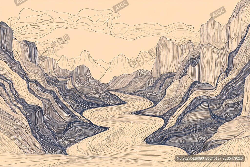 蜿蜒河流穿行于壯麗山脈