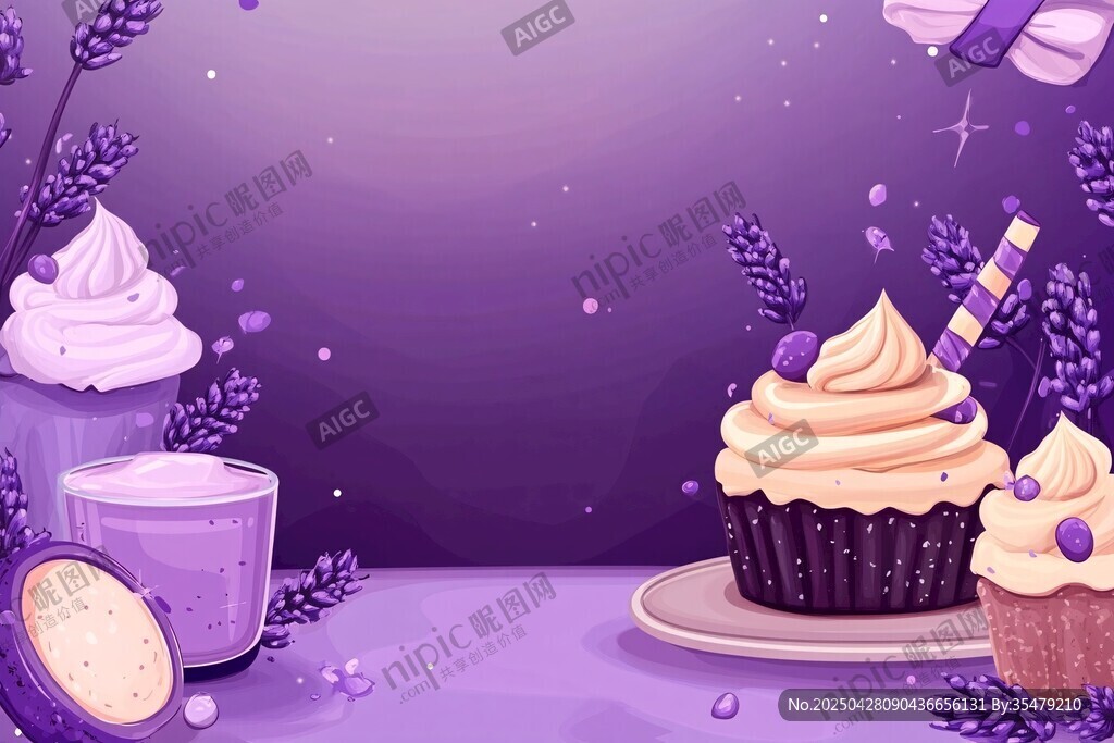 夢幻紫色系甜品美味場景
