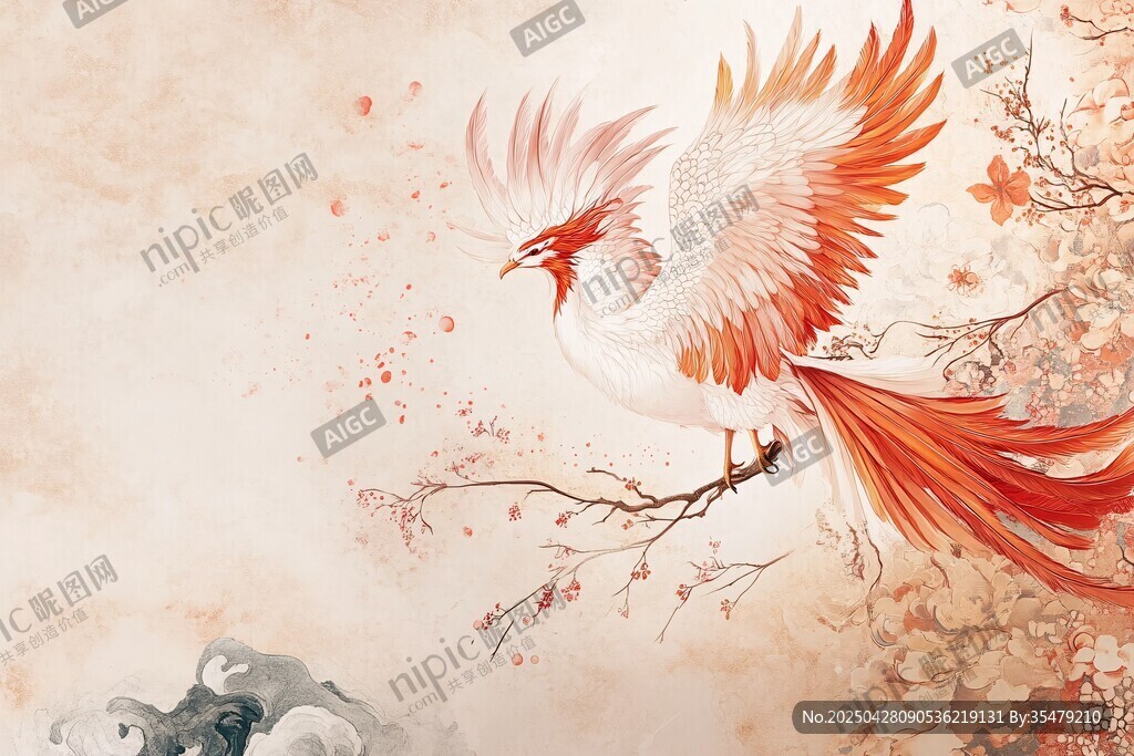 丹鳳棲枝圖